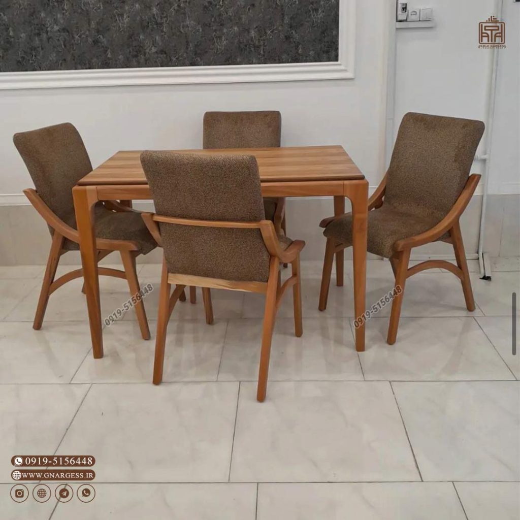 میز ناهارخوری چوبی جدید منحنی مبلی آمریکایی چوب راش - Image 5