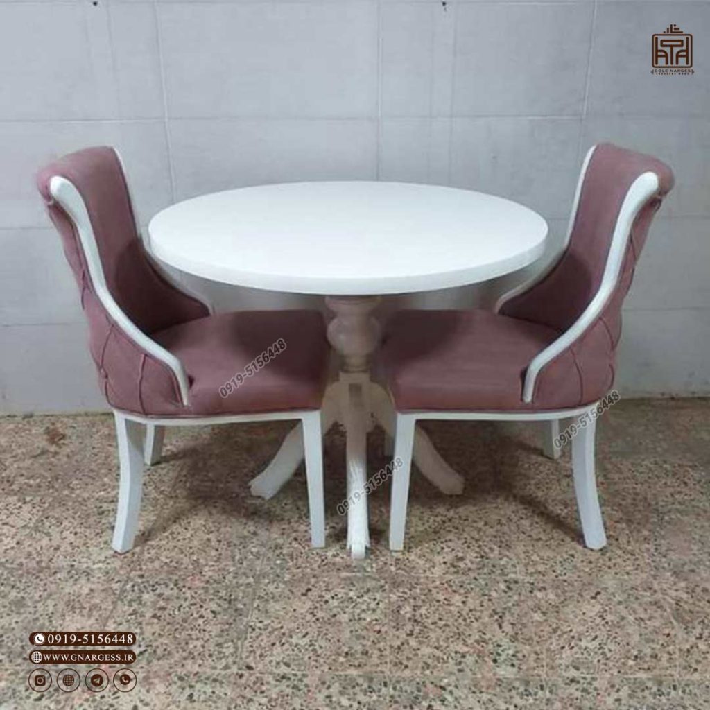 میز ناهارخوری 2نفره چوبی هکتور طرح بارسا چستری با میز گرد - Image 5