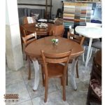 فروش میز ناهارخوری چوبی 3 نفره صندلی تیرکی کف گرد - Image 5