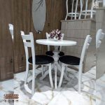 فروش میز ناهارخوری چوبی 3 نفره صندلی تیرکی کف گرد