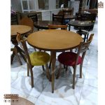 فروش میز ناهارخوری چوبی 3 نفره صندلی تیرکی کف گرد - Image 10