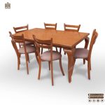 میز و صندلی چوبی 6نفره اسپانیایی با میز مهرگان - Image 3
