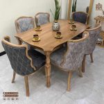 میز ناهارخوری 6نفره چوبی با صندلی مبلی فلامینگو