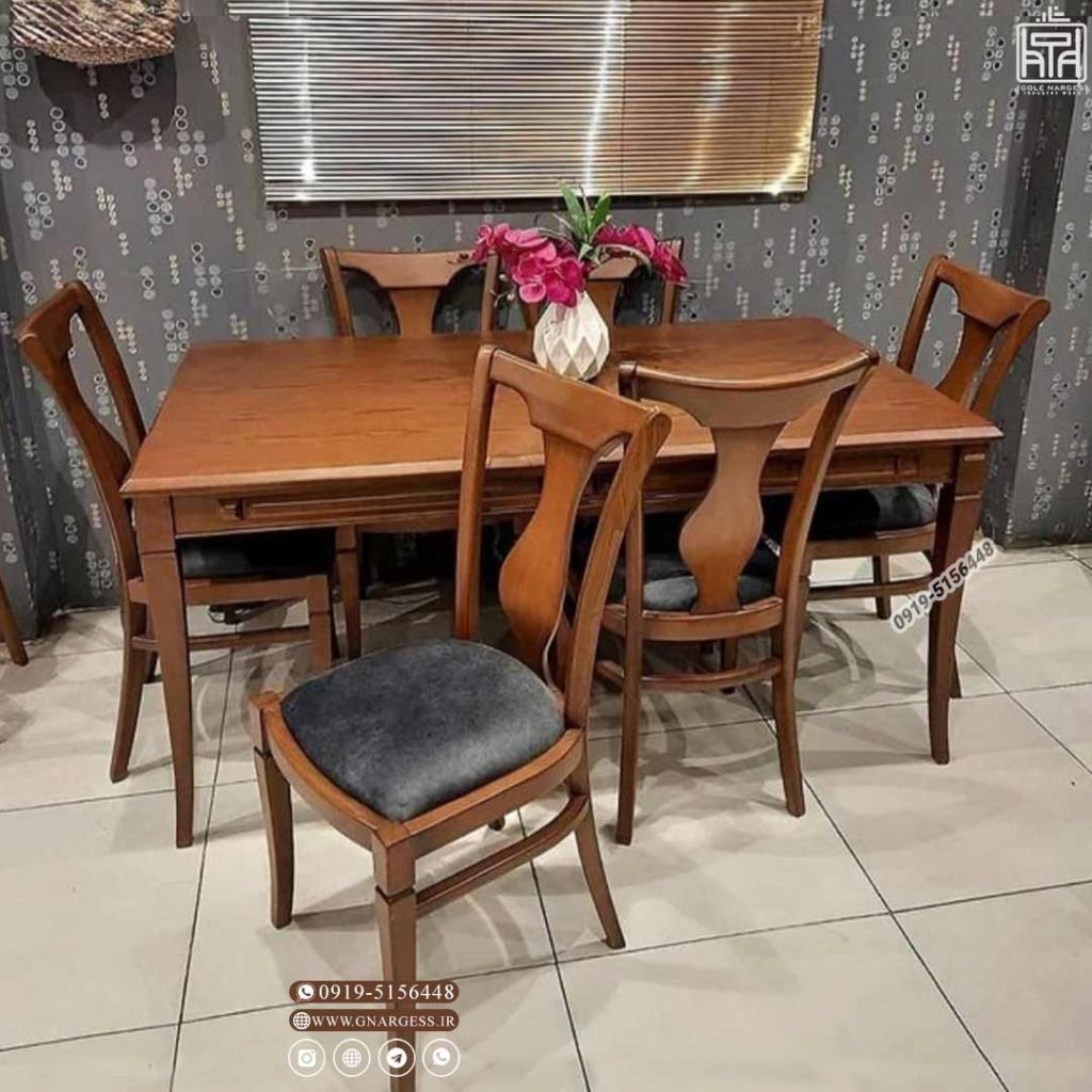 میز ناهارخوری هشت نفره درنا با صندلی چوب راش کرواتی - Image 4