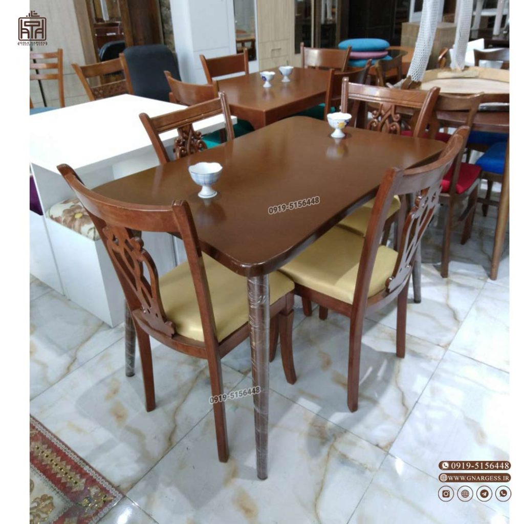 میزغذاخوری چوب توسکا و راش 6 نفره خورشیدی منبتی - Image 6