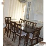 میزغذاخوری چوب توسکا و راش 6 نفره خورشیدی منبتی - Image 3