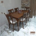 میزغذاخوری چوب توسکا و راش 6 نفره خورشیدی منبتی - Image 5