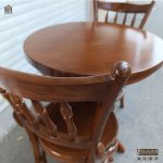 میز ناهارخوری چوب راش 2نفره صندلی خراطی لهستانی با میز عروس چوبی - Image 4