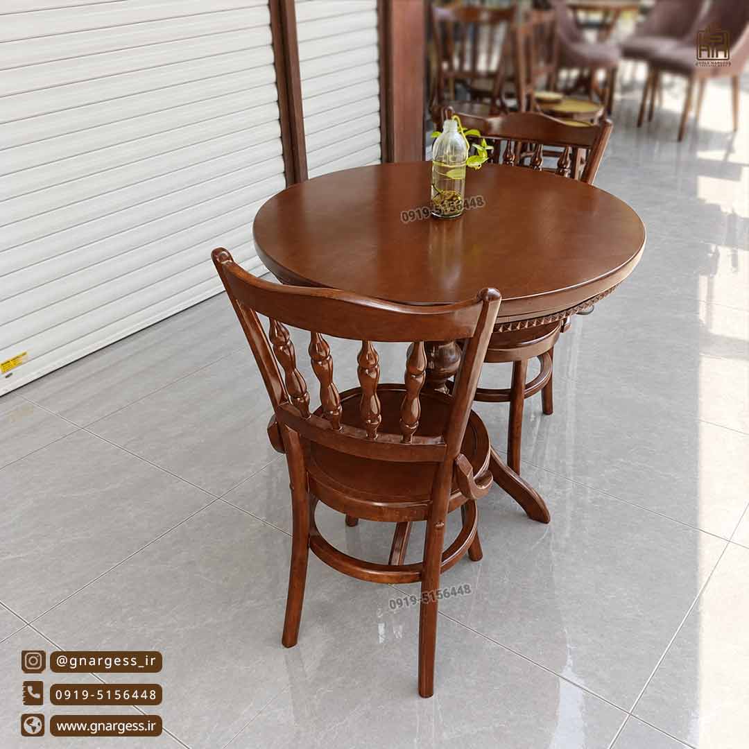 قیمت میز ناهارخوری 2 نفره راش چوبی با صندلی لهستانی خراطی - Image 3
