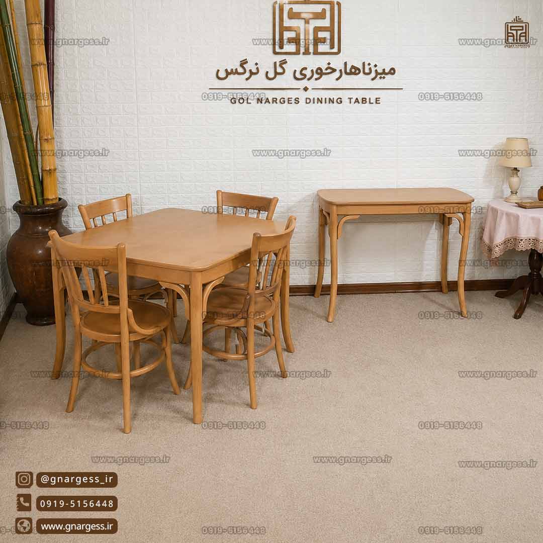 فروش ویژه میز ناهارخوری چوبی لهستانی 4 نفره خراطی راش در حراج بهاری - Image 6