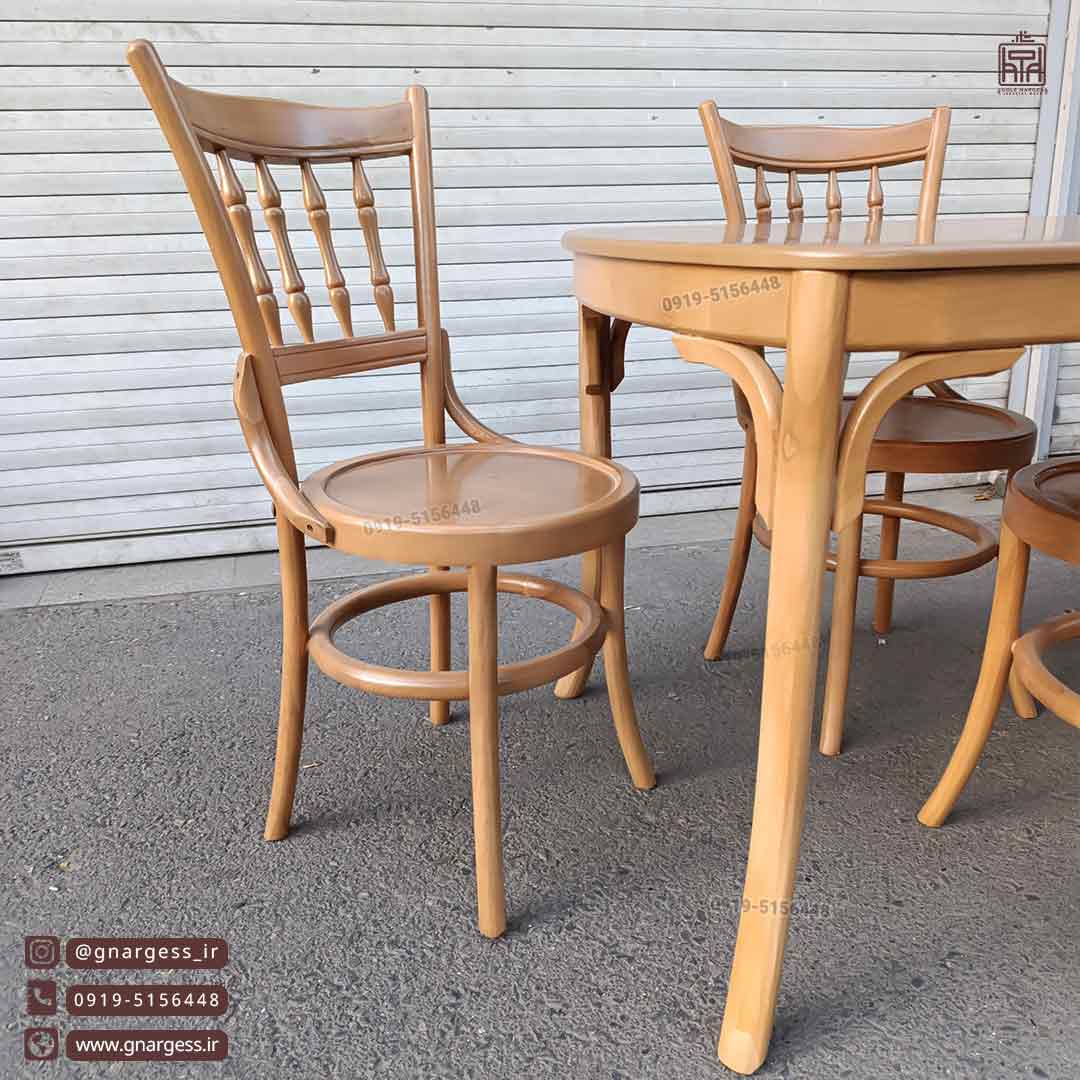میز غذا خوری و میز ناهار خوری چوبی لهستانی با صندلی چوب راش لهستانی مدل خراطی - Image 6