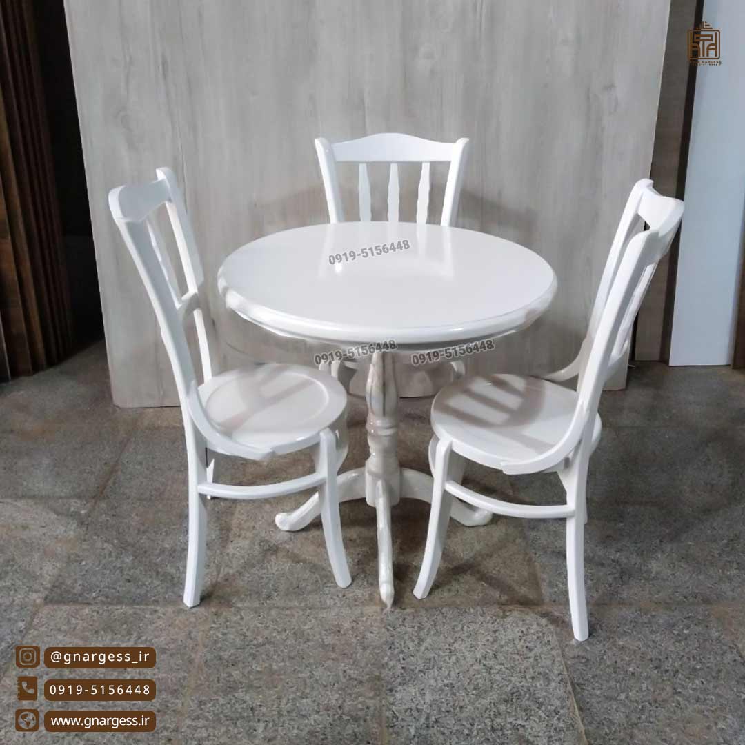 میز ناهارخوری 3 نفره لهستانی خراطی چوب راش با میز چوبی میز ناهارخوری 3 نفره لهستانی خراطی چوب راش با میز چوبی - Image 1