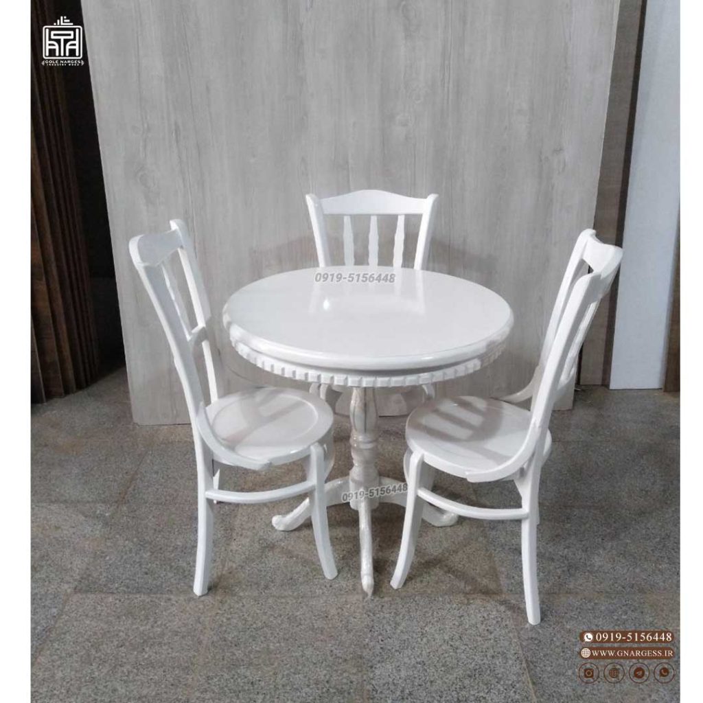 میز ناهارخوری چوب راش 2نفره صندلی خراطی لهستانی با میز عروس چوبی - Image 8