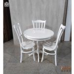 میز ناهارخوری چوب راش 2نفره صندلی خراطی لهستانی با میز عروس چوبی - Image 8