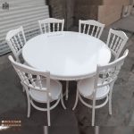 میز 6نفره گرد با صندلی میز ناهارخوری خراطی لهستانی راش