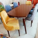 میز ناهارخوری چوبی 6نفره بازشو آریا با صندلی لاکچری مخروط (جهت استعلام قیمت لطفا تماس بگیرید) - Image 3