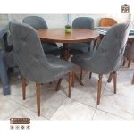 میز ناهارخوری گرد عروس با صندلی مبلی لاکچری مخروط - Image 4