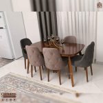 میز ناهارخوری چوبی 6نفره بازشو آریا با صندلی لاکچری مخروط (جهت استعلام قیمت لطفا تماس بگیرید) - Image 7