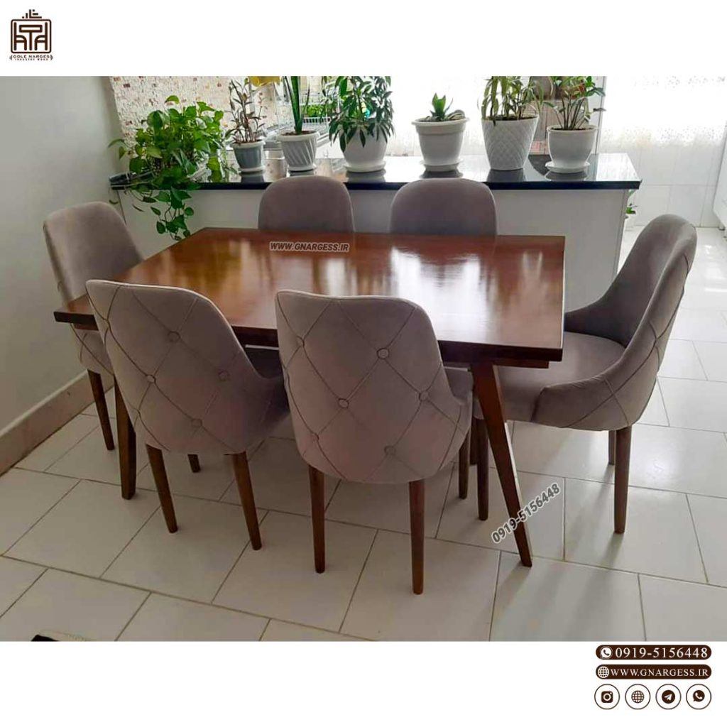 میز ناهارخوری لاکچری 4 نفره با میز لیندا چوبی (جهت استعلام قیمت لطفا تماس بگیرید) - Image 5