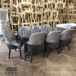 میز ناهارخوری 8 نفره چوبی کنزو مخروط با صندلی لاکپشتی - Image 6