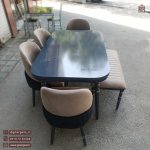 میز ناهارخوری چوبی 6 نفره کنزو با صندلی لاکپشتی مدرن - Image 2