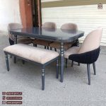 میز ناهارخوری چوبی 6 نفره کنزو با صندلی لاکپشتی مدرن - Image 9