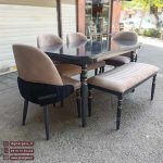 میز ناهارخوری چوبی 6 نفره کنزو با صندلی لاکپشتی مدرن