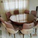 میز ناهارخوری 8 نفره چوبی کنزو مخروط با صندلی لاکپشتی - Image 8