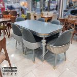 میز ناهارخوری 6 نفره کنزو لاکپشتی چوبی