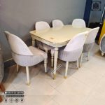 میز ناهارخوری چوبی با صندلی دوتیکه لاکپشتی همراه با میز 4 الی 8 نفره - Image 4