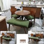 میز ناهار خوری 4 نفره چوبی مینیمال فیلی با پاف همراه - Image 3