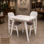 میز غذاخوری چوبی 2 نفره لیندا مینیمال با صندلی چوبی فیلی - Image 4