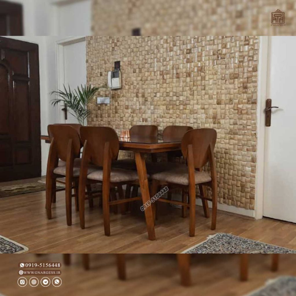 میز ناهار خوری چوبی طرح مینیمال فیلی با میز چوبی 6 نفره - Image 1