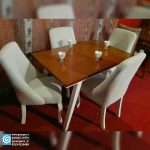 میز غذا خوری 4 نفره چوبی ماهان با صندلی مبلی مرینوس - Image 3