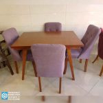 میز غذا خوری 4 نفره چوبی ماهان با صندلی مبلی مرینوس - Image 5