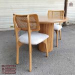میز ناهارخوری چوبی حصیری طرح کینگ با میز پمینار - Image 8