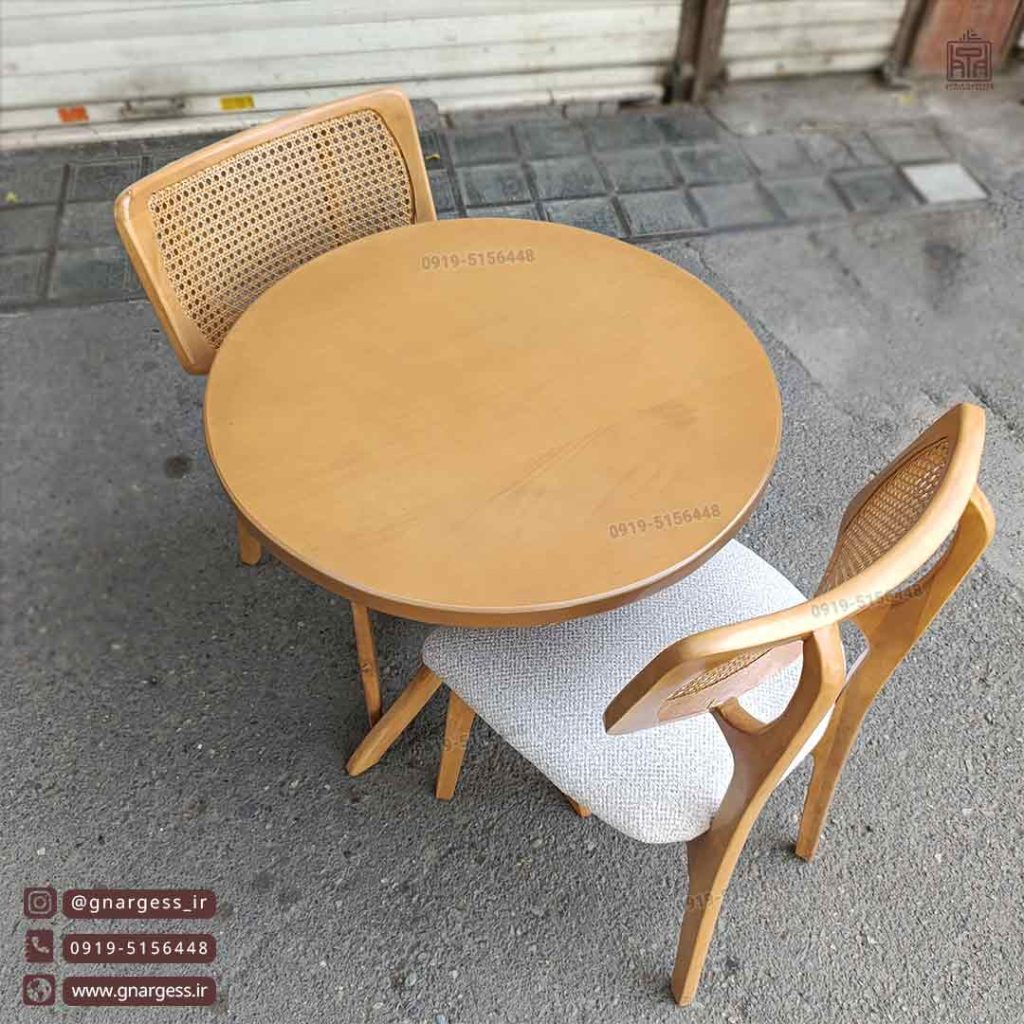 میز ناهارخوری کینگ پشت حصیری با میز عروس چوبی - Image 4