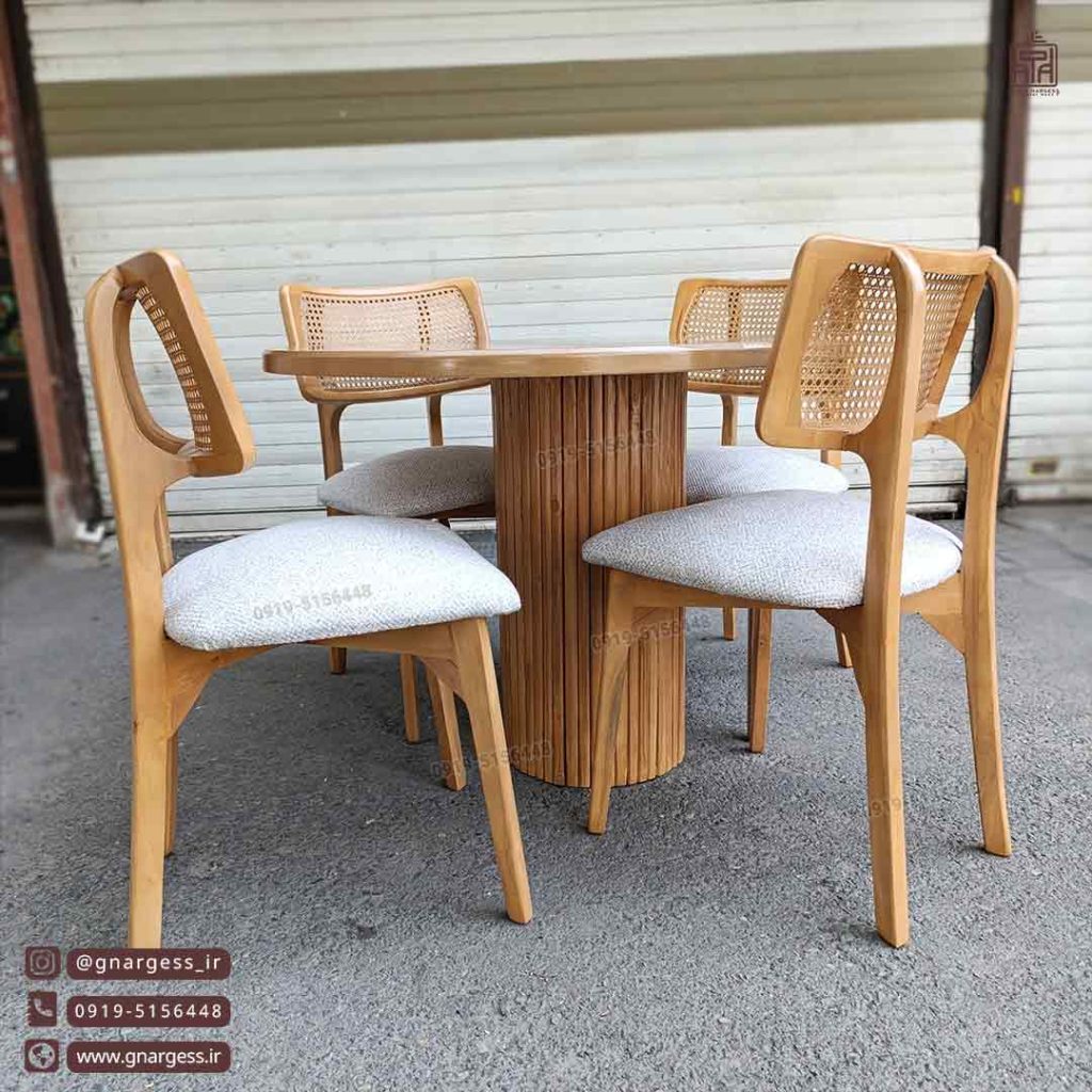 میز ناهارخوری کینگ پشت حصیری با میز عروس چوبی - Image 7