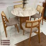 میز ناهارخوری چوبی حصیری طرح کینگ با میز پمینار - Image 3