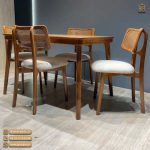 میز ناهارخوری چوبی پشت حصیری بامبو - Image 5