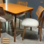 میز ناهارخوری چوبی پشت حصیری بامبو - Image 4