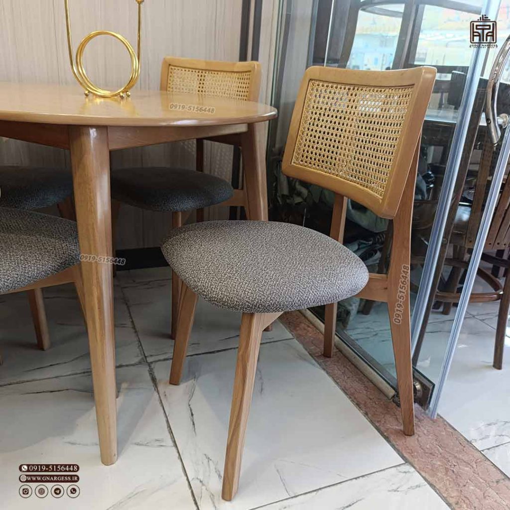 میز ناهارخوری چوبی 6 نفره حصیری مدل میلانو چوب راش - Image 6