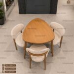 میز ناهارخوری 3 نفره مینیمال نوبل با میز دلفینی چوبی - Image 3
