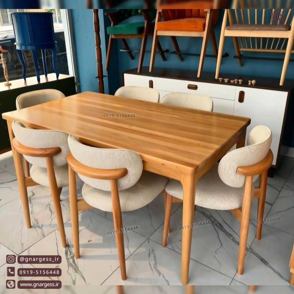میز ناهارخوری چوبی داتیس با صندلی مینیمال نوبل چوب راش - Image 3