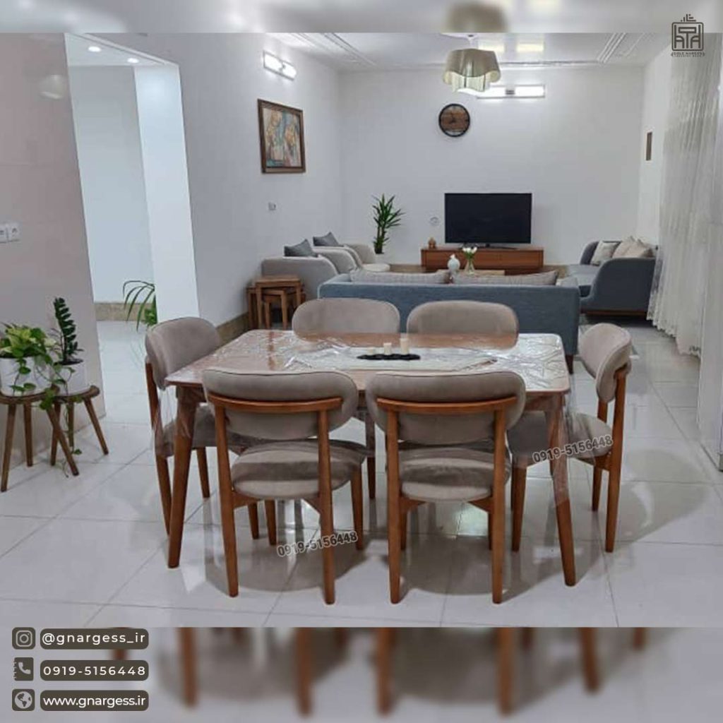 میز ناهارخوری 8 نفره مینیمال طرح نوبل چوب راش - Image 8