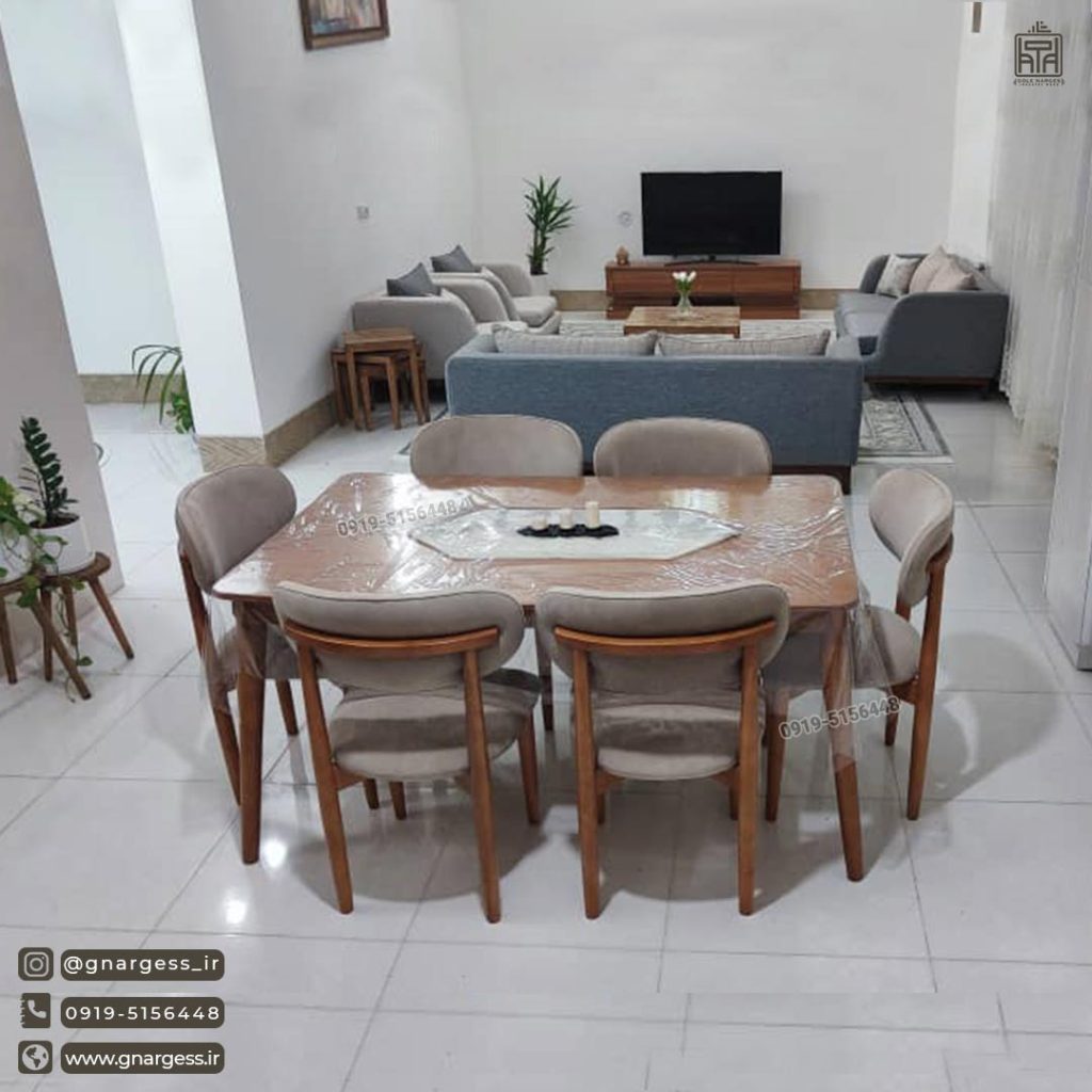 میز ناهارخوری 8 نفره مینیمال طرح نوبل چوب راش - Image 4
