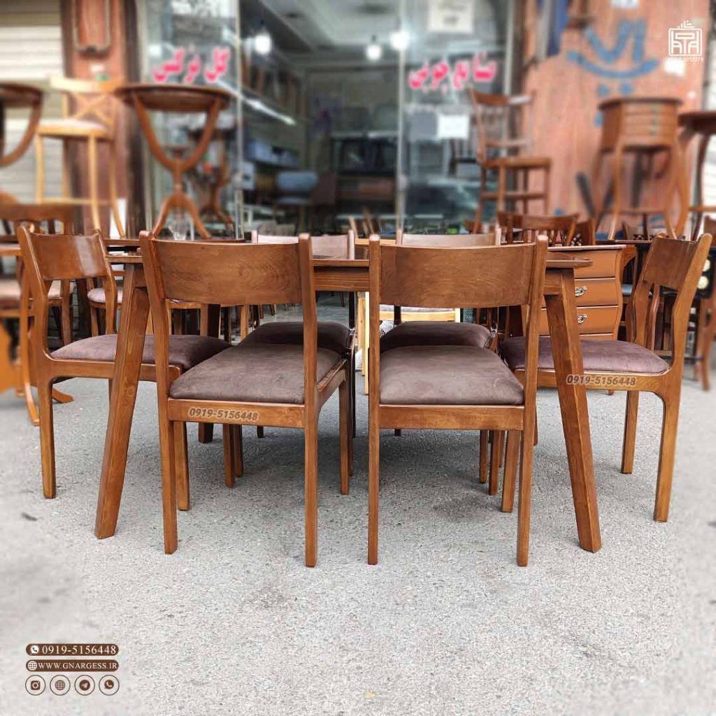 میز ناهارخوری پارما 6 نفره چوب راش با میز کارما (جهت استعلام قیمت لطفا تماس بگیرید) - Image 4