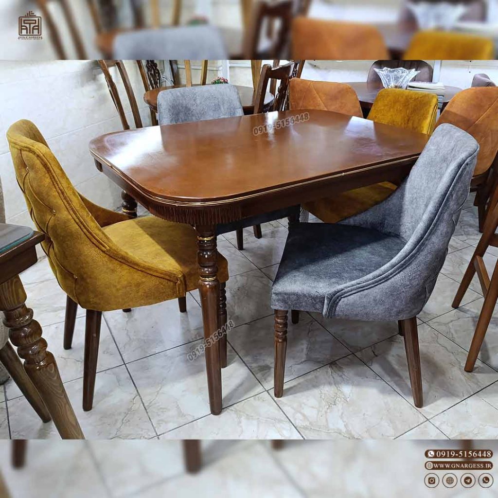 میز ناهارخوری چوبی پاشا طرح نما چستری با میز 4 الی 8 نفره چوبی - Image 9