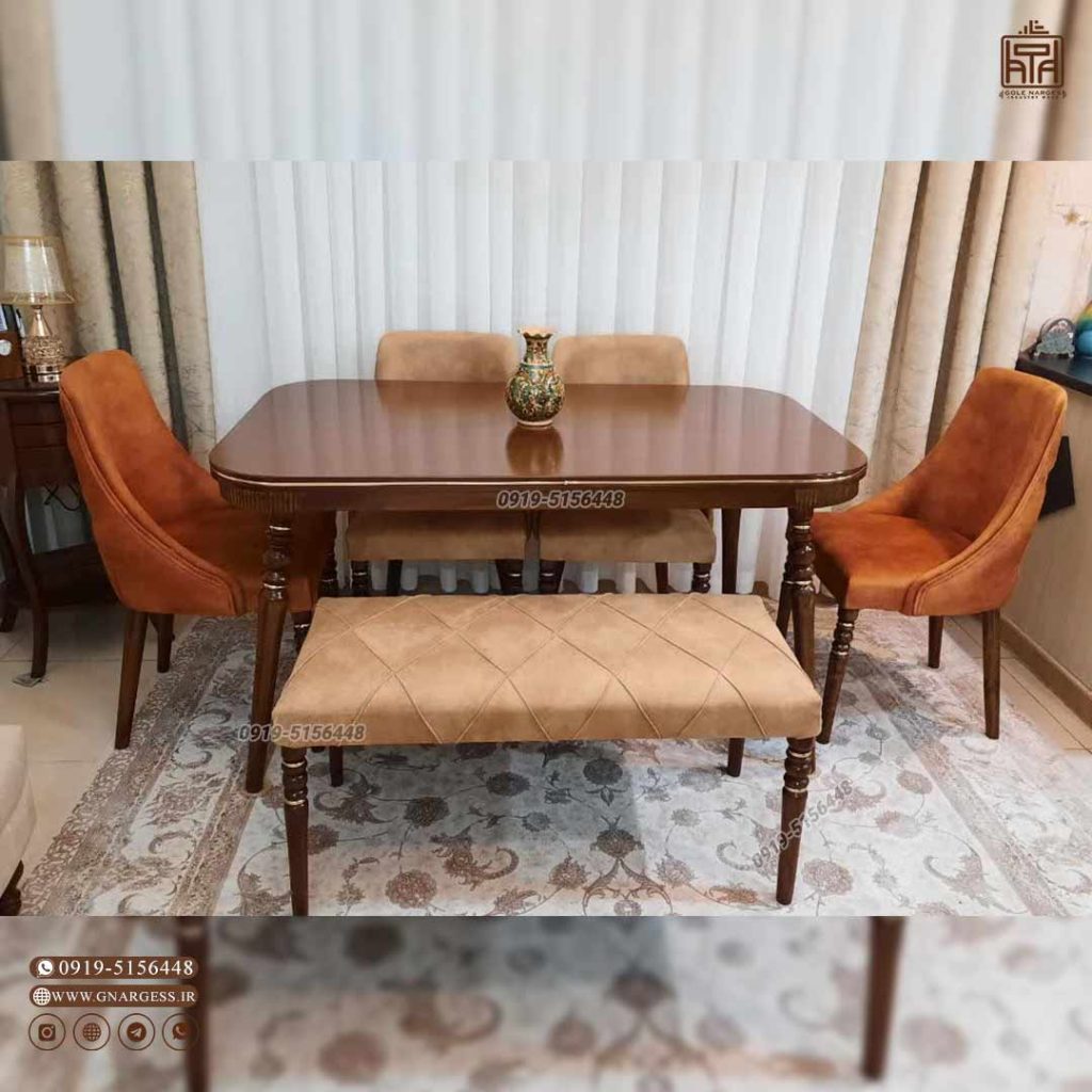 میز ناهارخوری چوبی پاشا طرح نما چستری با میز 4 الی 8 نفره چوبی - Image 13