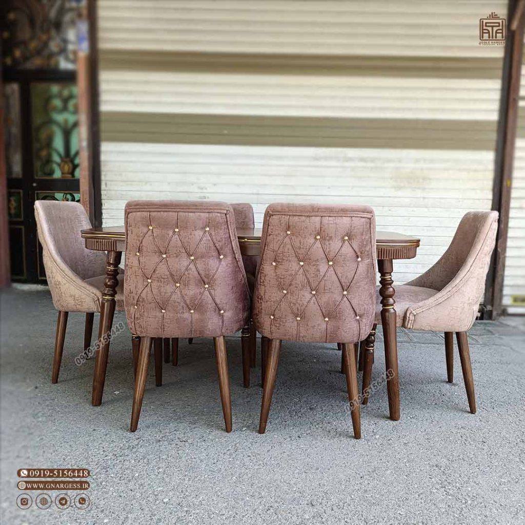 میز ناهارخوری چوبی کنزو 6نفره با صندلی نما چستری پاشا در بهارستان تخفیفات - Image 4